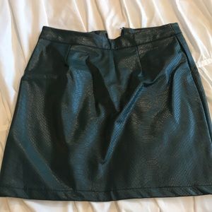 Faux green snakeskin mini skirt